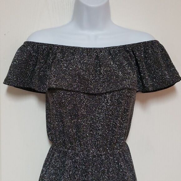 🌹NWT Boho Love and Let Love Sliver Sparkeling Romper sz M 10/12 - Picture 1 of 6